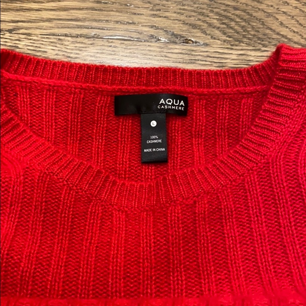 Distressed aqua cashmere sweater